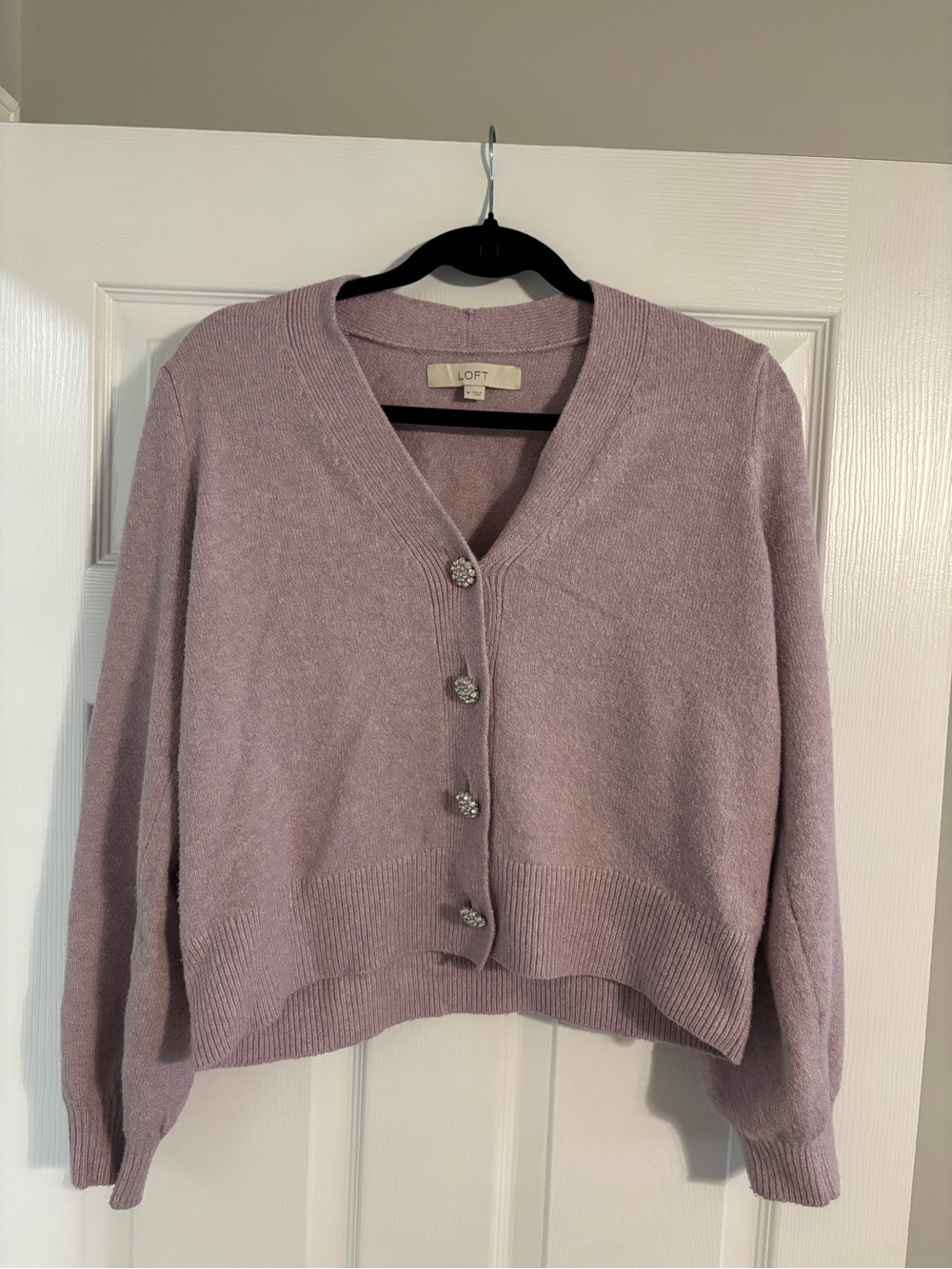 LOFT Light Purple V-Neck Button Cardigan